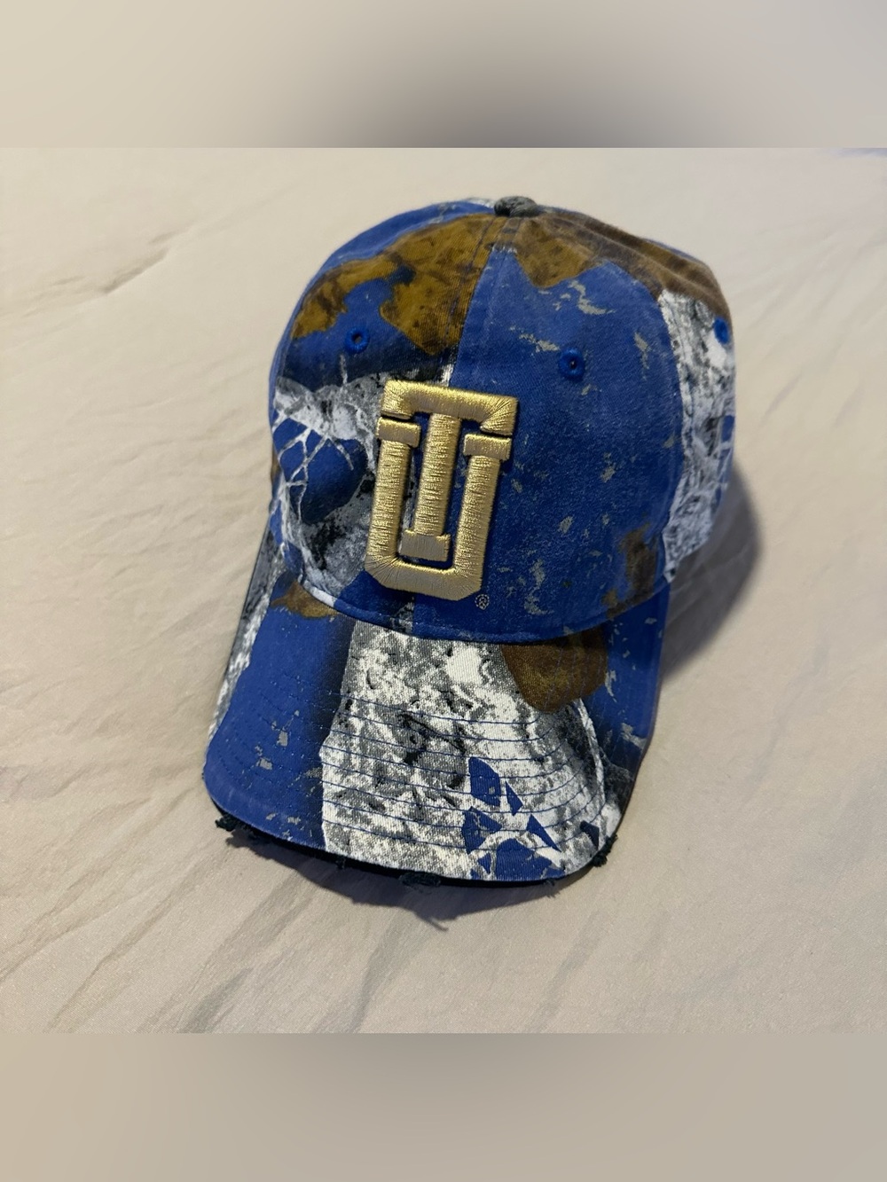 University of Tulsa Blue Camo Baseball Cap with Gold Embroidered Logo